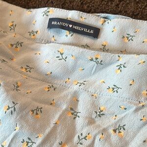 Brandy Melville Cream Blue Wrap Mini Skirt